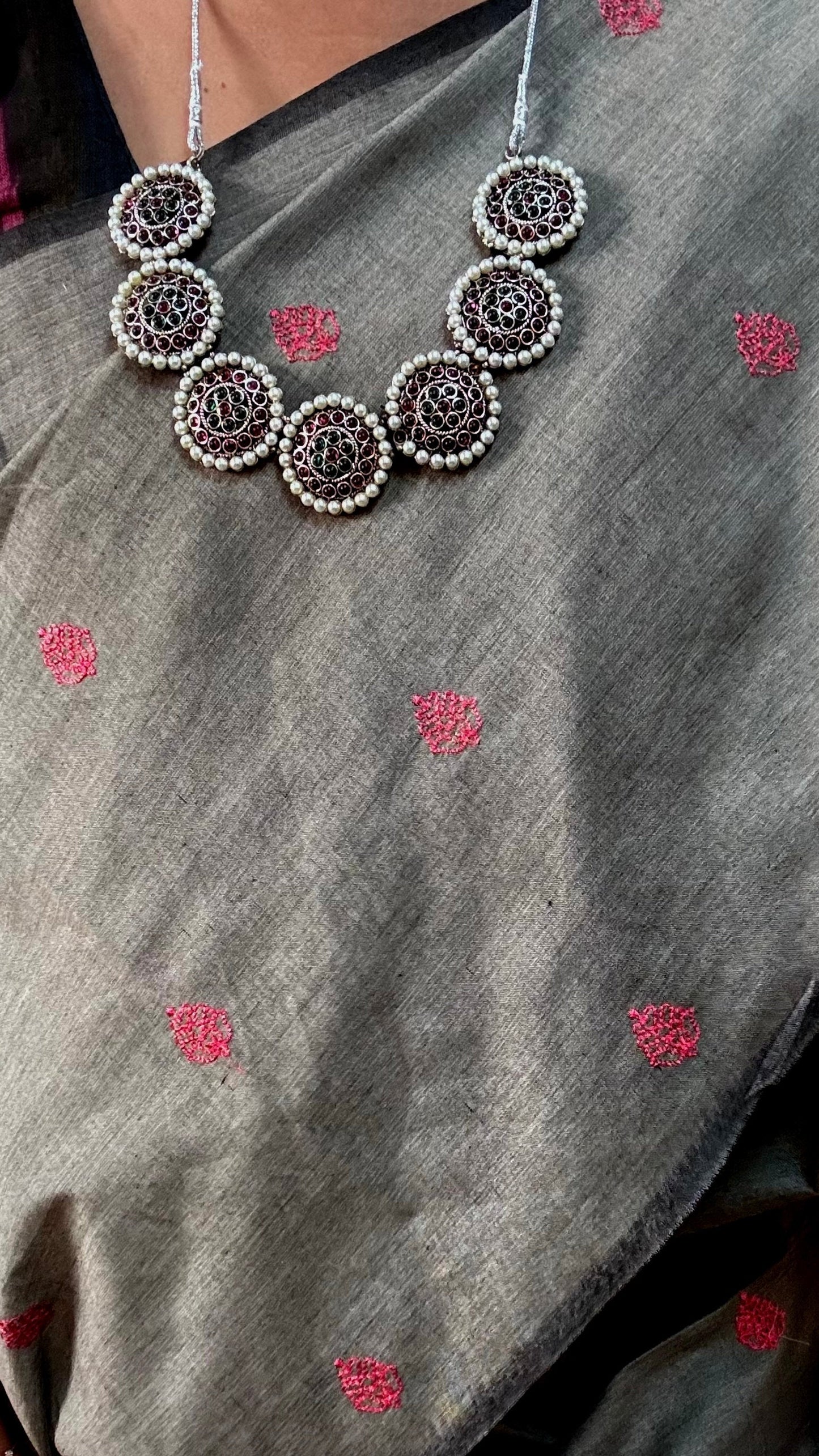 Gorgeous Grey Block Print Saree
