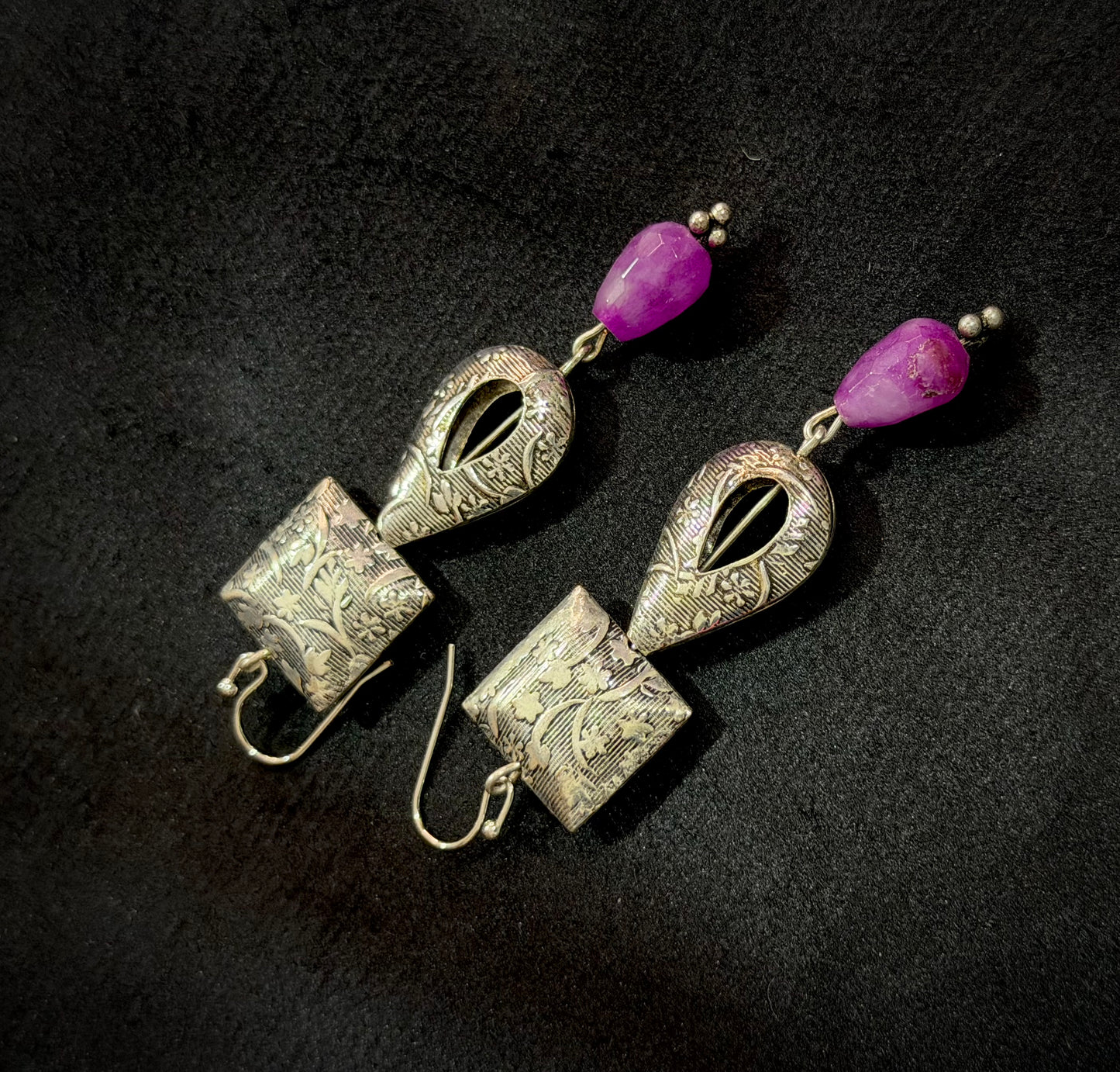 Diya Black Oxidised Earrings