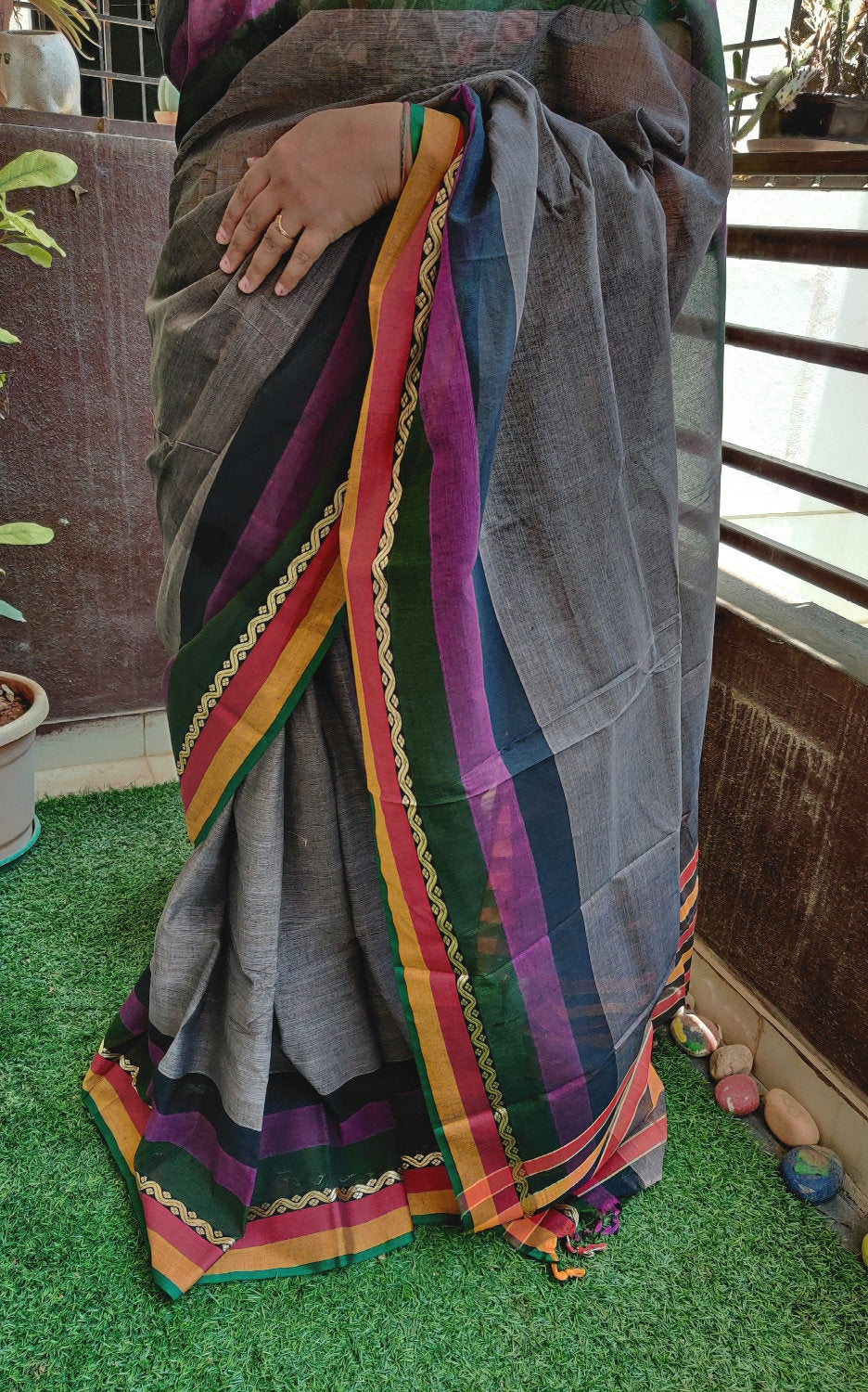 Cotton saree & kalamkari blouse