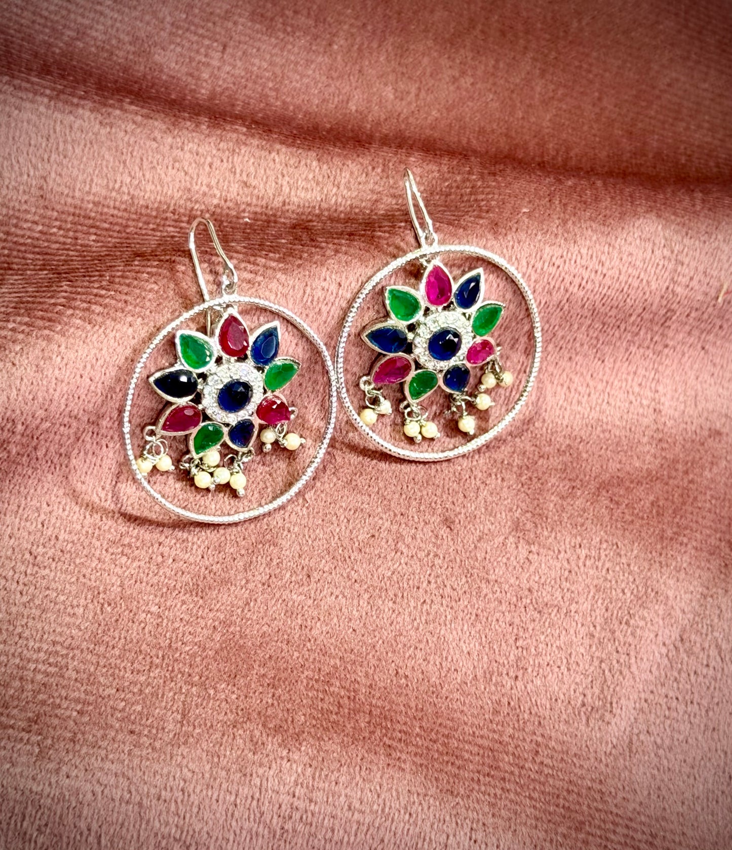 Multistone Silver Earrings
