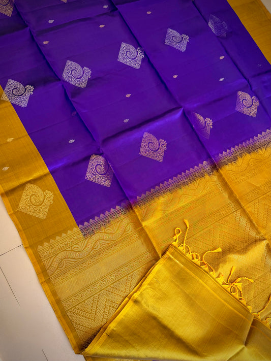 Deep Royal Purple Kanchipuram Silk Saree