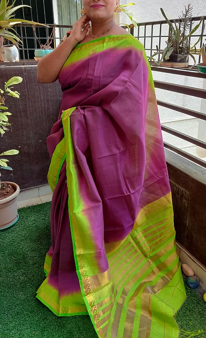 Tussar silk with mango zari border