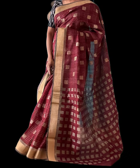 Jute silk with embroidery