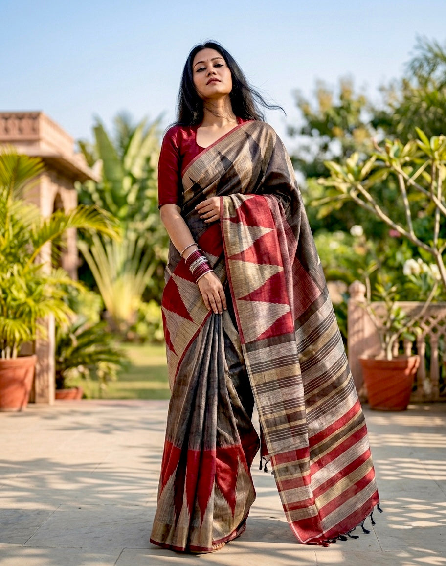 Classy temple border saree