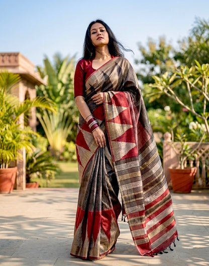Classy temple border saree
