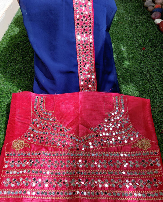 Georgette with Mirror work saree