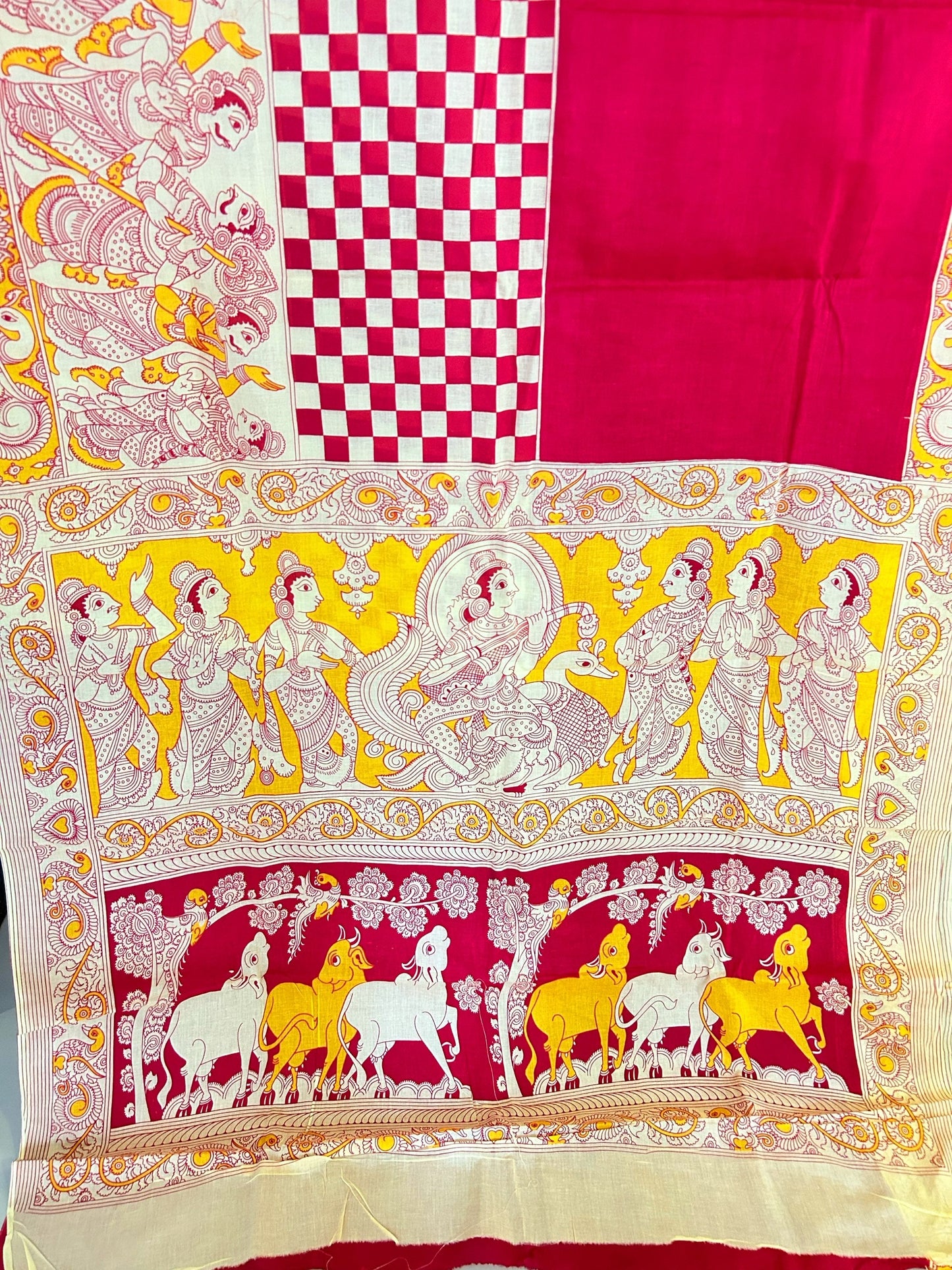 Beautiful Red kalamkari cotton saree