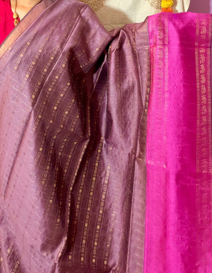 Ethereal Mauve & Magenta Tussar Silk Saree
