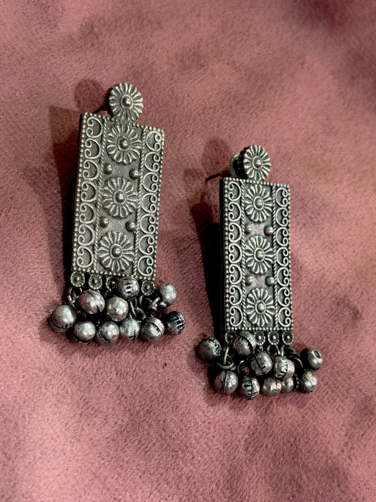 Asha Black Oxidised Earrings