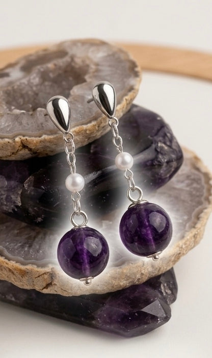 The Amethyst Drop: Luminosity & Depth Dangle Earrings