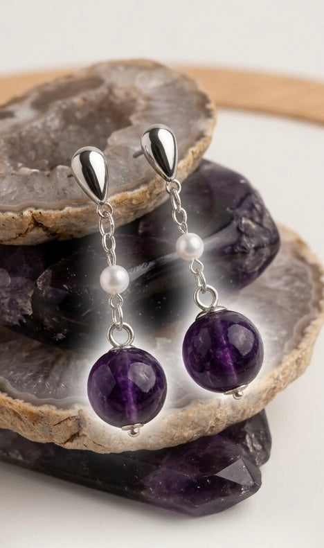The Amethyst Drop: Luminosity & Depth Dangle Earrings