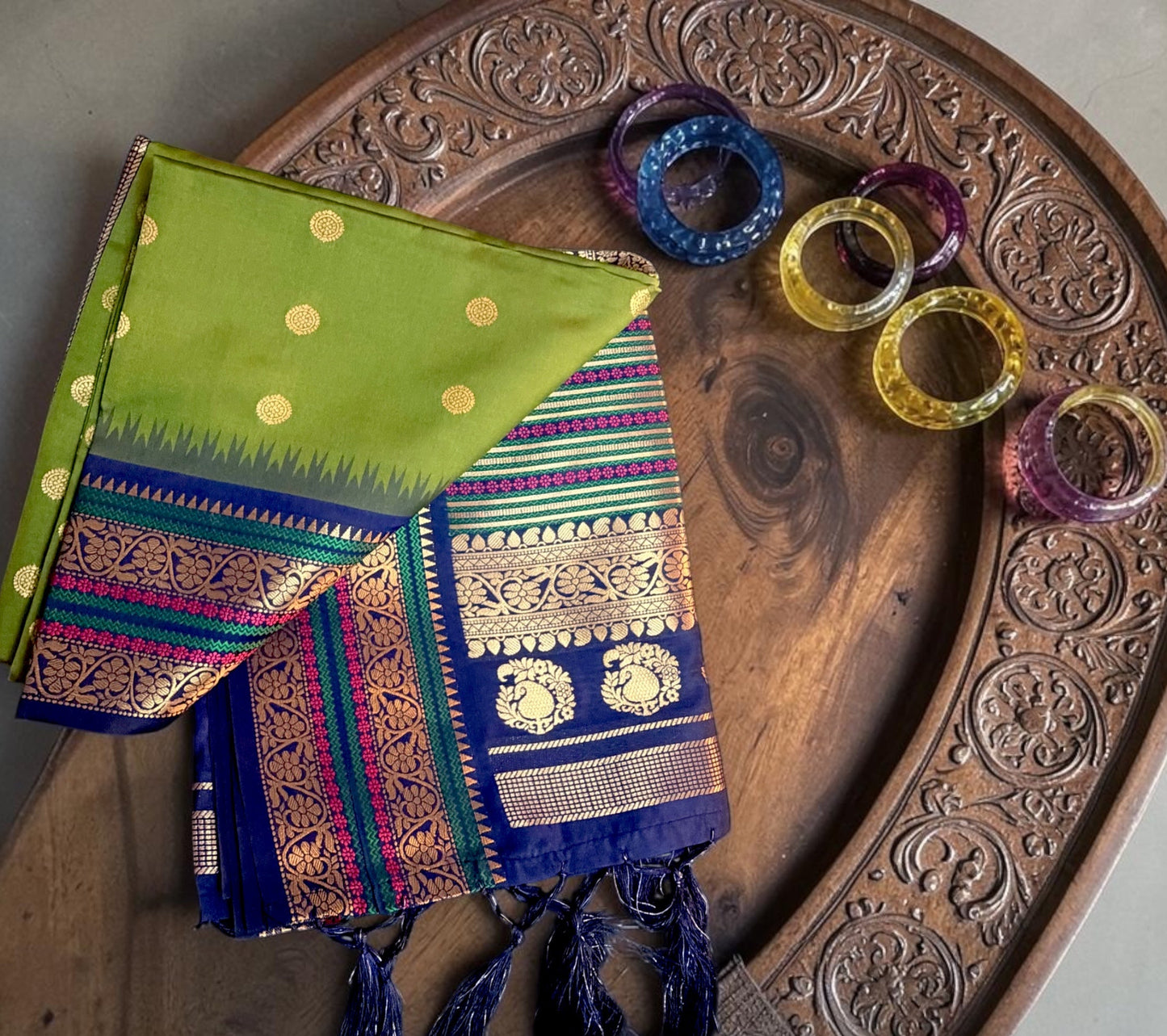 The Azure & Emerald Fusion Soft Silk Saree