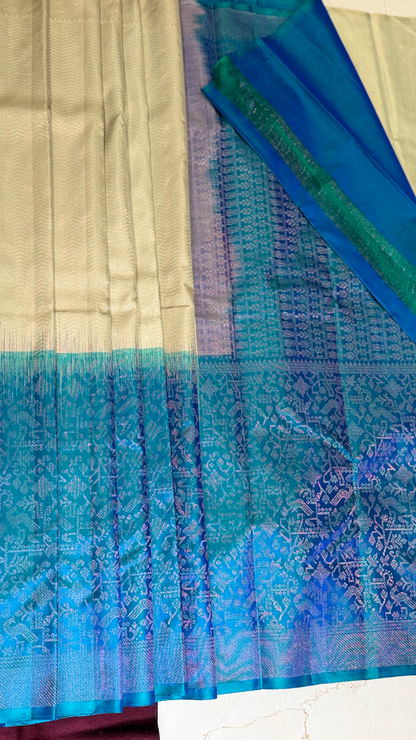 Peacock blue Pure Kanchipuram Silk