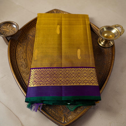 Mridula Mustard & Violet Pure Silk Saree | Traditional Handloom