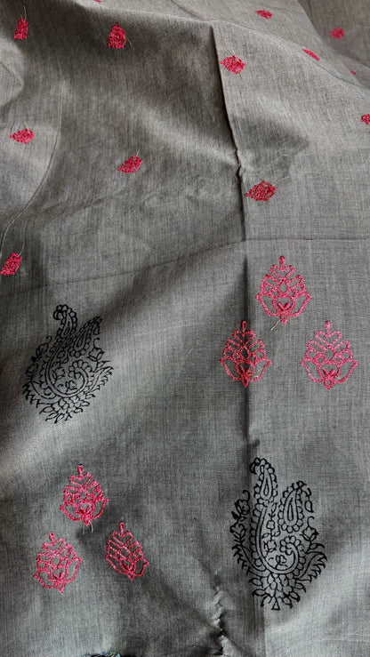 Gorgeous Grey Block Print Saree