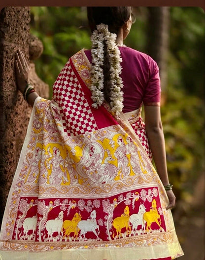 Beautiful Red kalamkari cotton saree