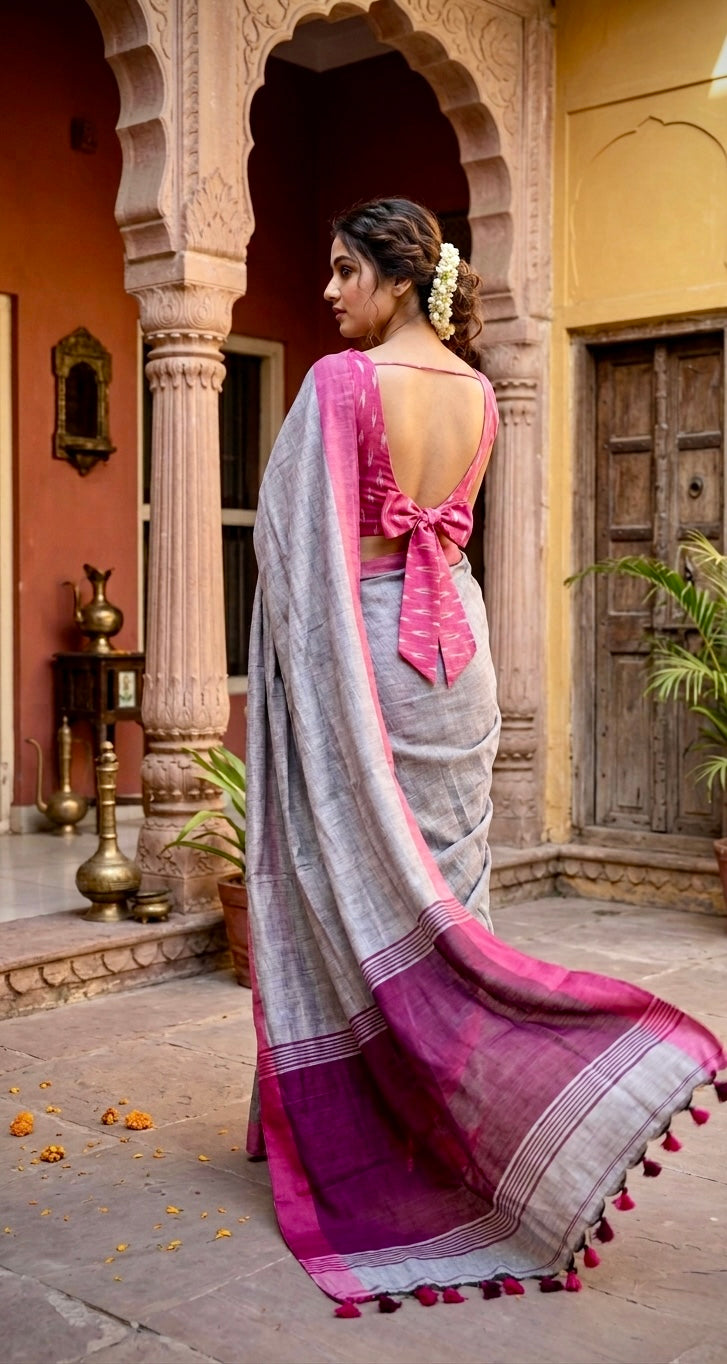 Morning n Evening Mul Saree Ikat Combo