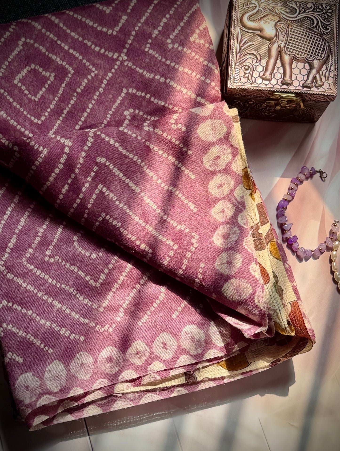 Bandini and Ajrakh combo sarees