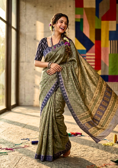 Mayuri Ajrakh silk saree