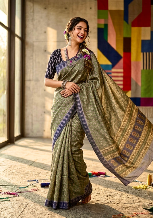 Mayuri Ajrakh silk saree