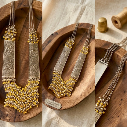 The Mayura Heritage Silver & Gold Beaded Neckpiece