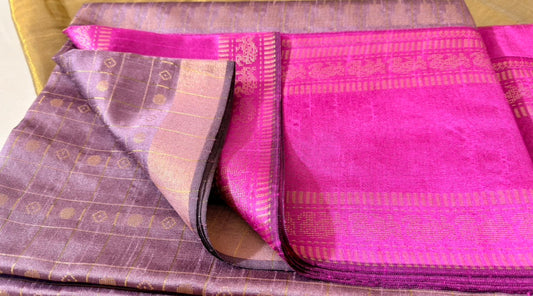 Ethereal Mauve & Magenta Tussar Silk Saree