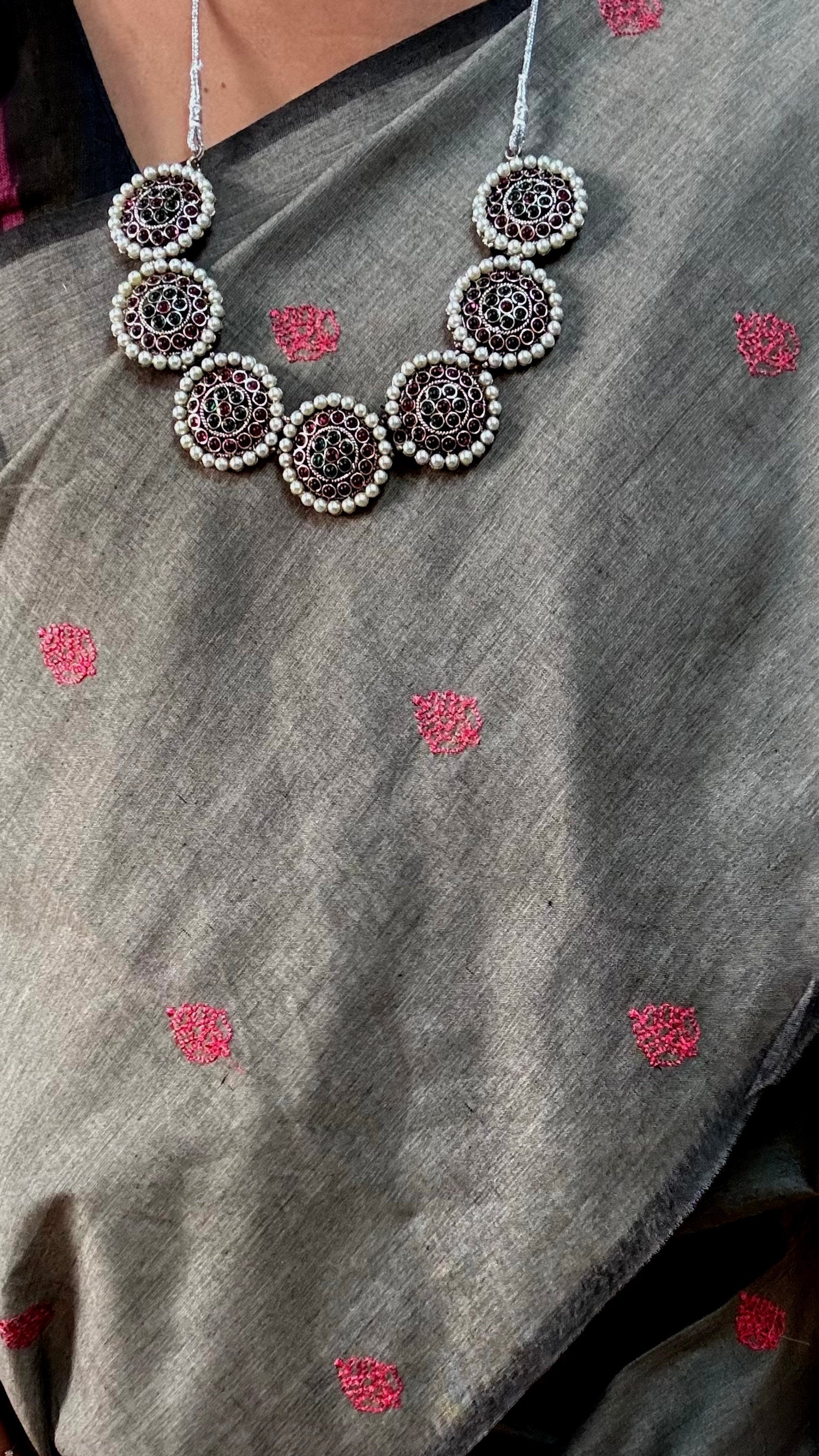 Gorgeous Grey Block Print Saree