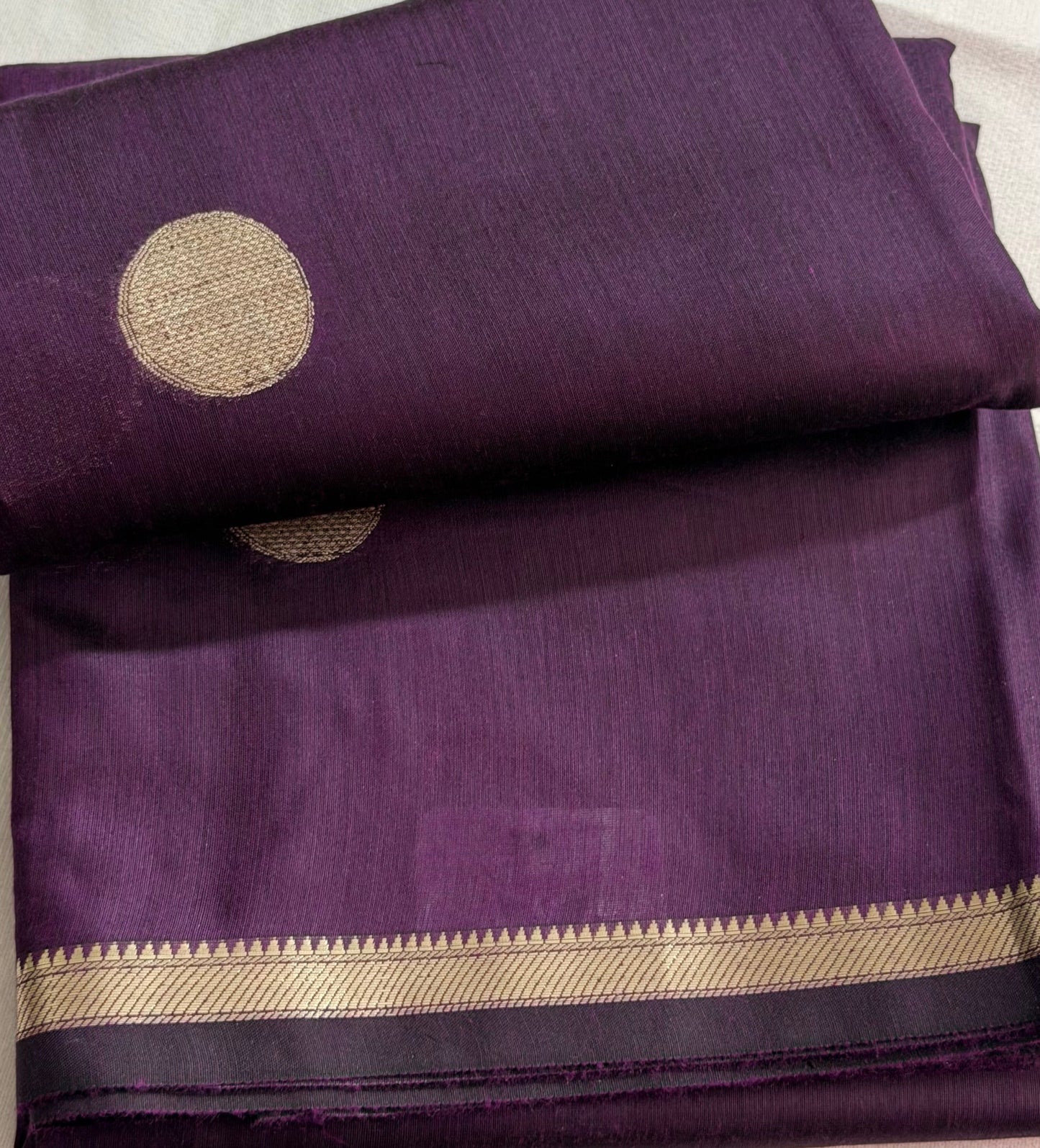 Royal Purple Soft Silk Saree with Zari Polka Dots | Hridha