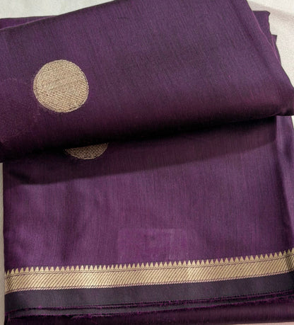 Royal Purple Soft Silk Saree with Zari Polka Dots | Hridha