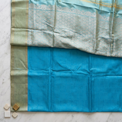 Cerulean Mist Soft Silk Saree