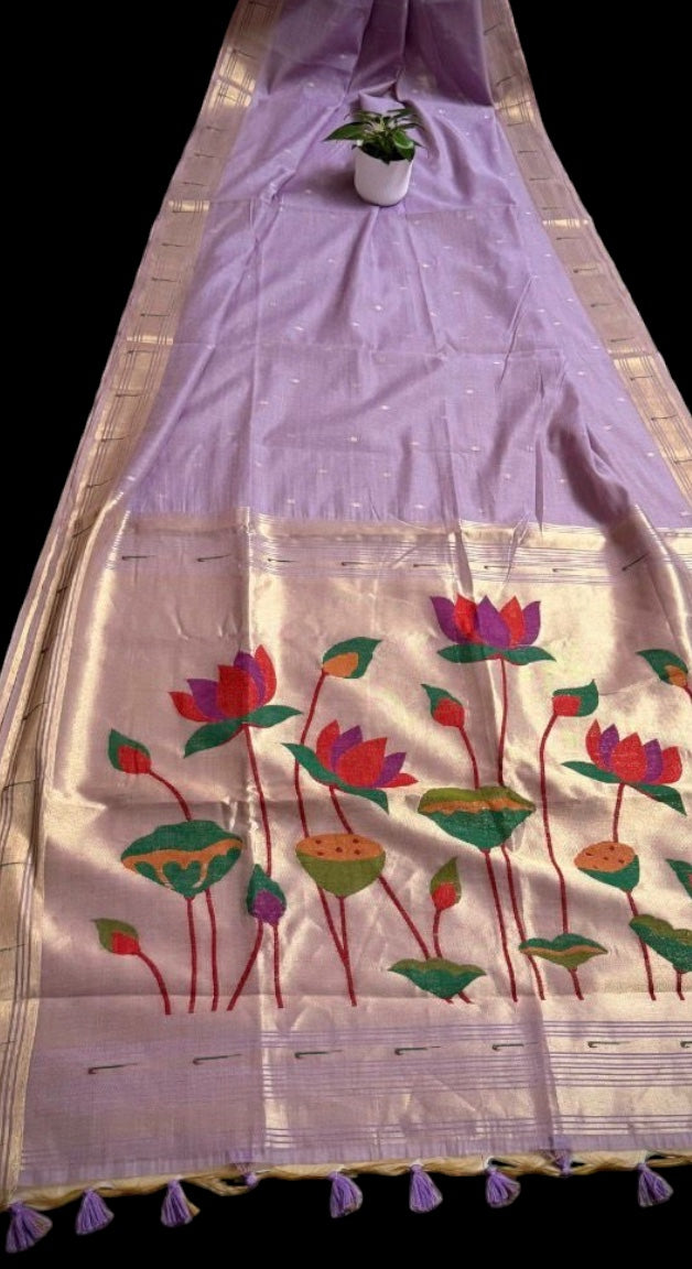 Hridha | The Lotus Collection: Handcrafted Heritage Sarees with Tissue Pallu