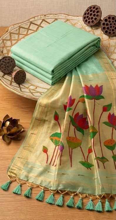 Hridha | The Lotus Collection: Handcrafted Heritage Sarees with Tissue Pallu