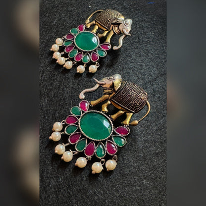 Dual tone hathi earrings