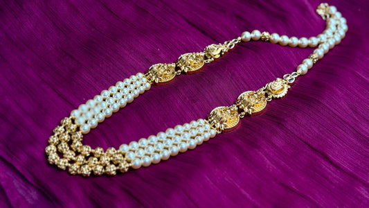 Divine Multi-Layered Swarovski Pearl & Goddess Haaram
