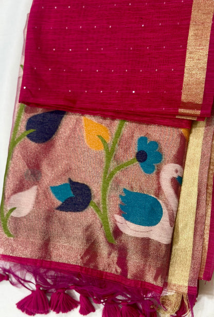 Soft Cotton Silk Blend Festive Saree – Grand Tissue Pallu Edition