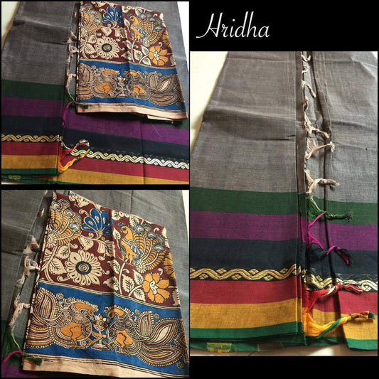 Cotton saree & kalamkari blouse