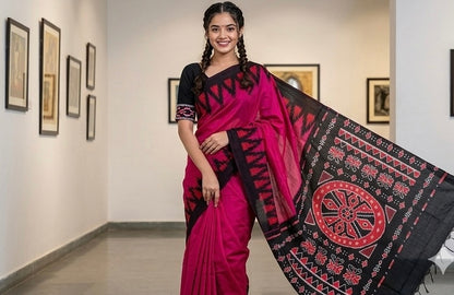 Cotton Sarees with Ikat blouse