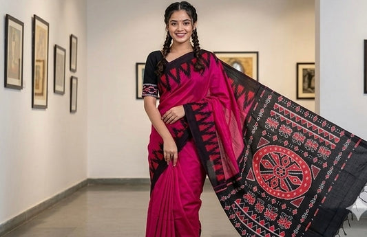 Cotton Sarees with Ikat blouse