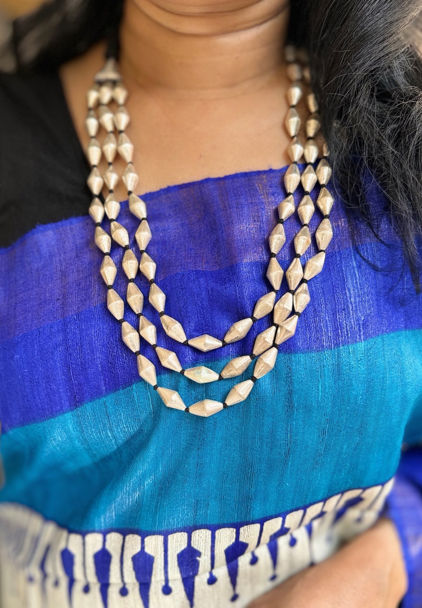 Triple line Dolki beads Mala