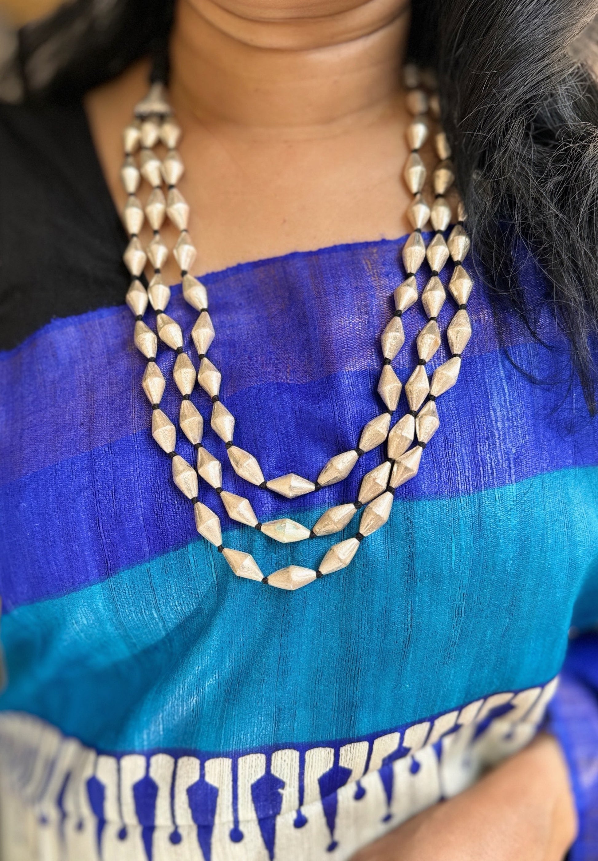 Triple line Dolki beads Mala
