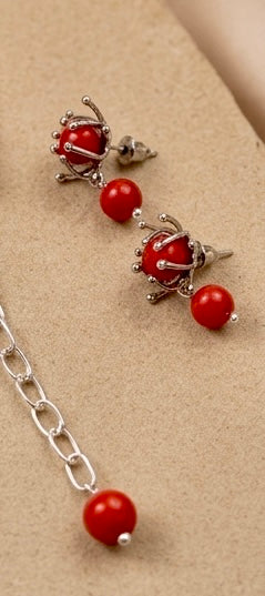 Red Coral & Turquoise Statement Set | Artisan Gemstone Jewelry