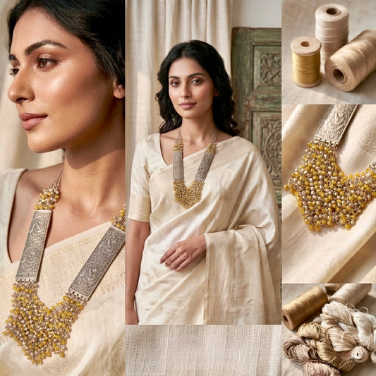 The Mayura Heritage Silver & Gold Beaded Neckpiece