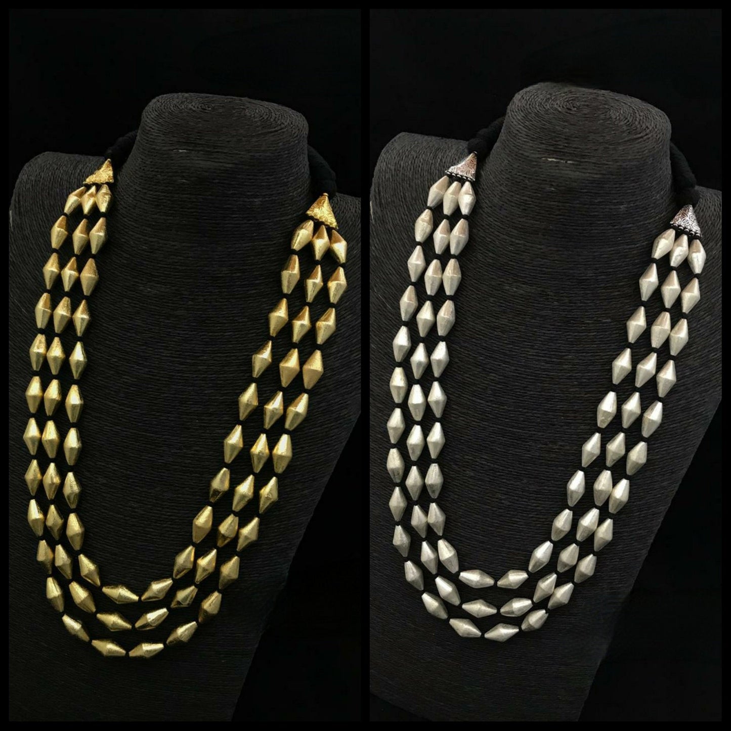 Triple line Dolki beads Mala