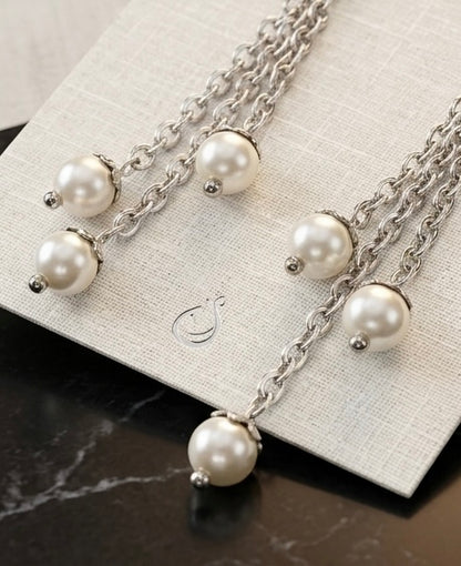 Tiered Silver Pearl Chandelier Drops