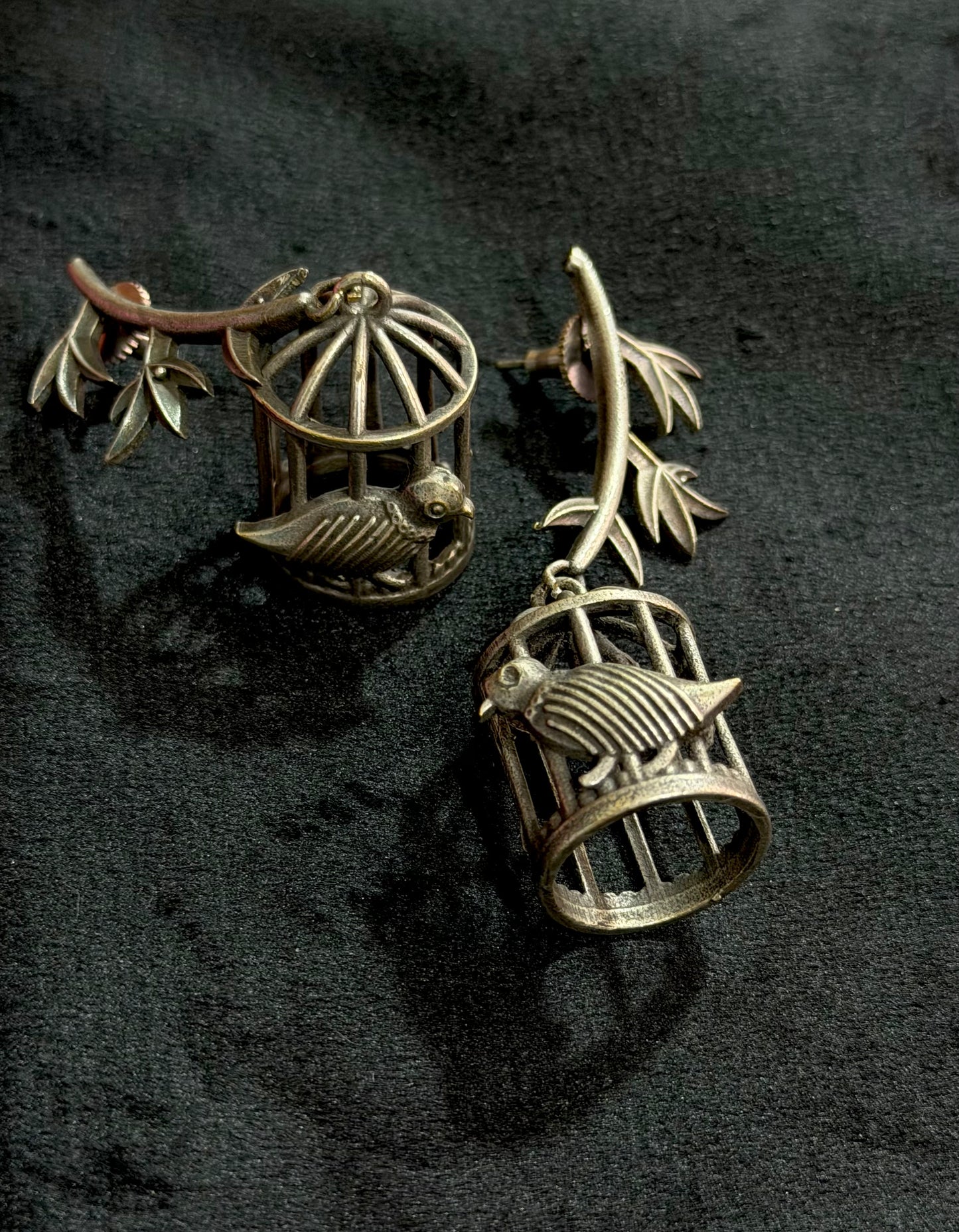 Birdie Black Oxidised Earrings