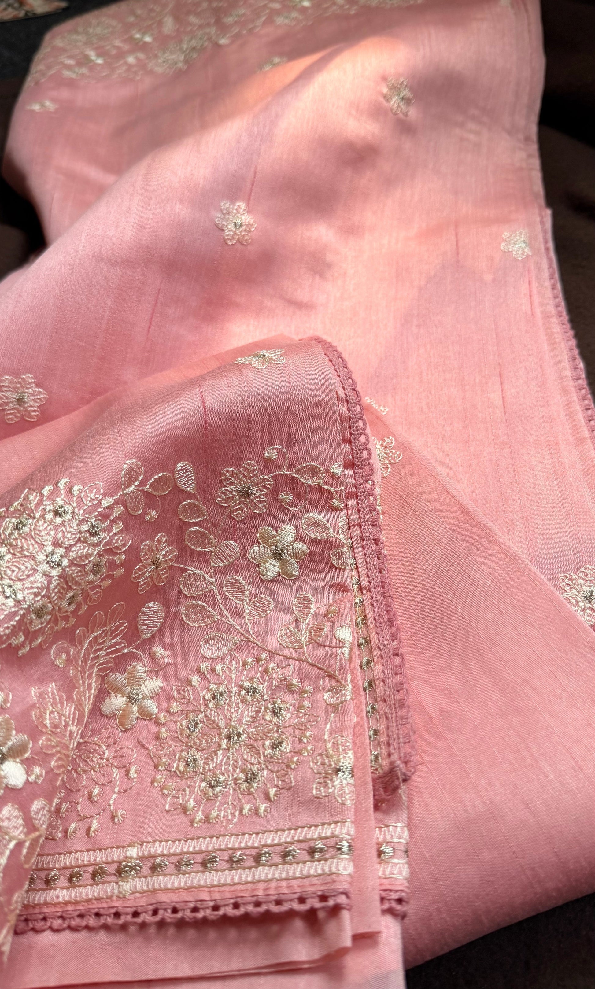 Whispering Pink Raw Silk Saree