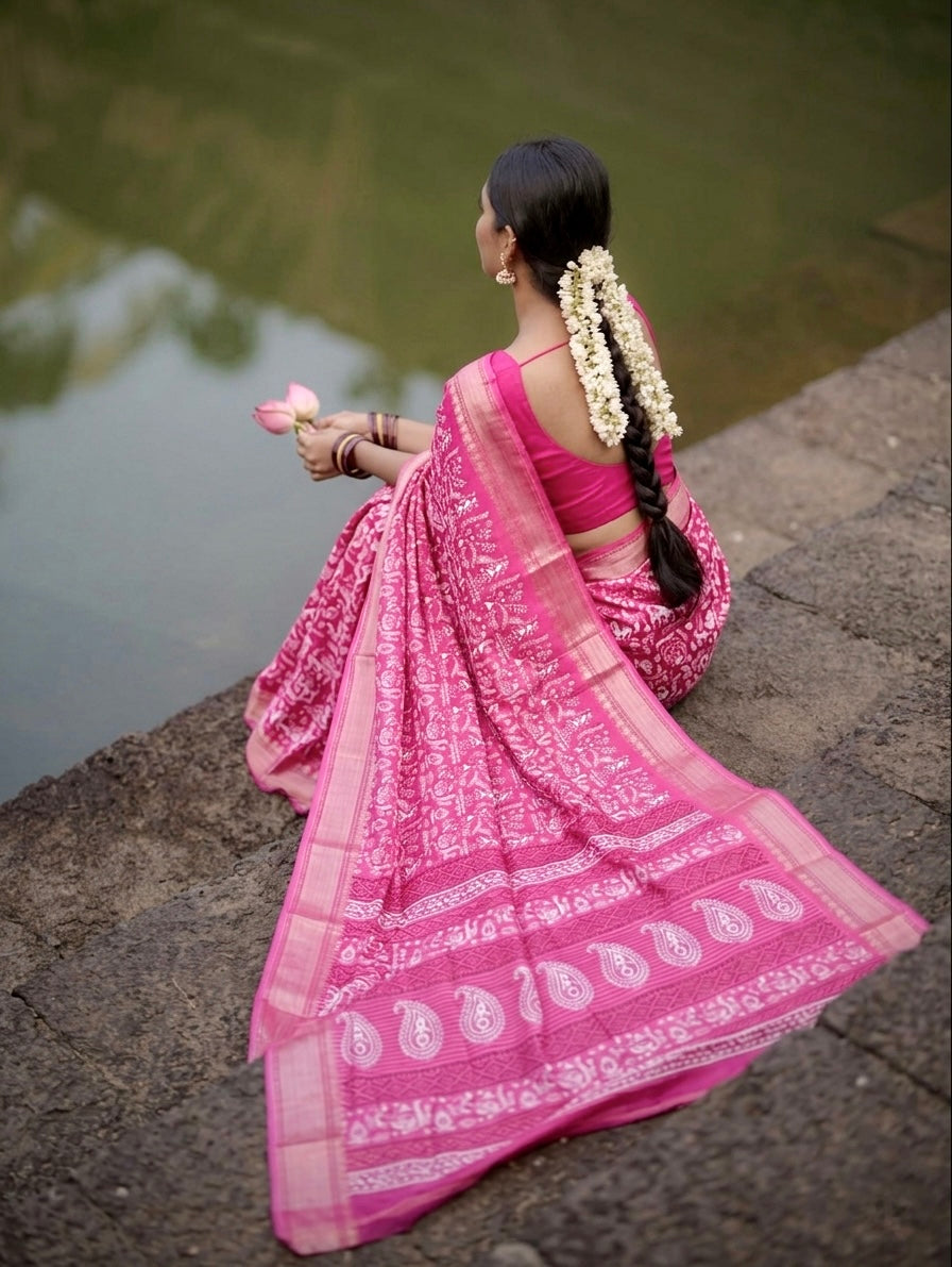 Soft matka silks with attached blouse