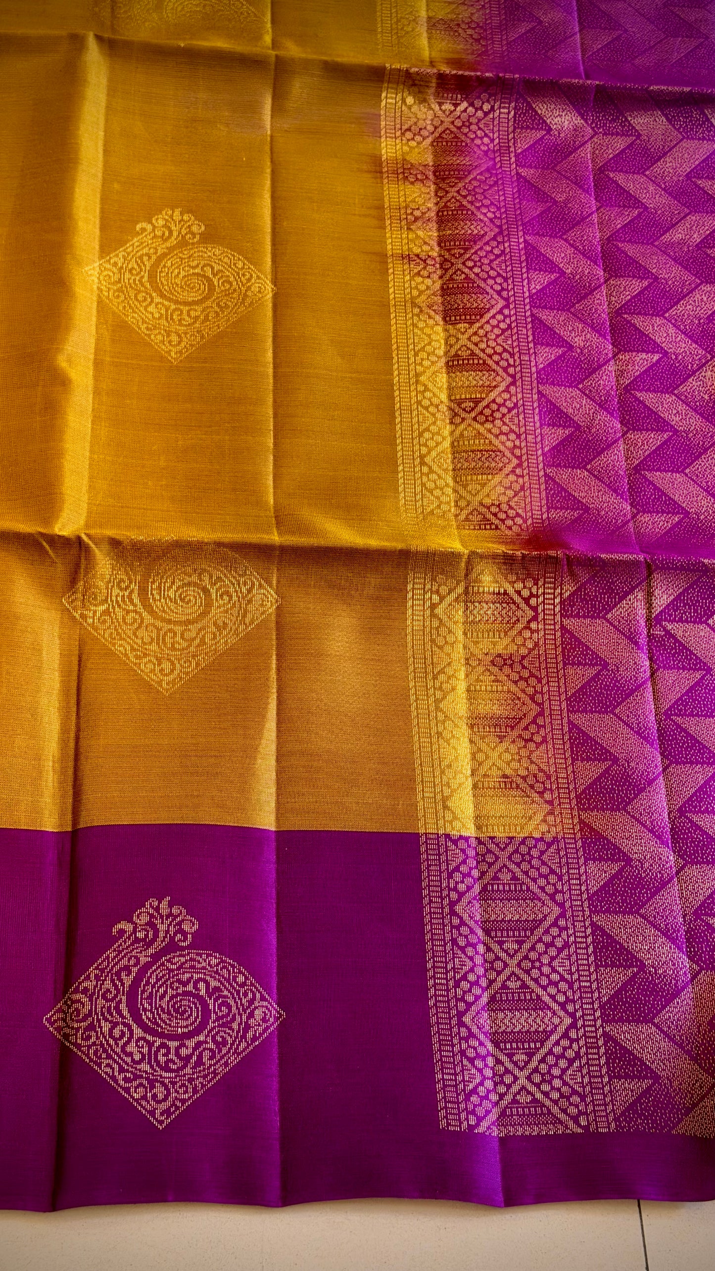 Vibrant Mustard Pure Silk Saree
