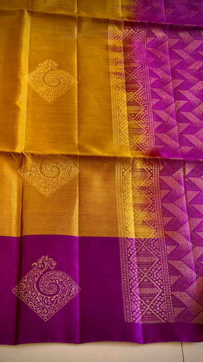 Vibrant Mustard Pure Silk Saree