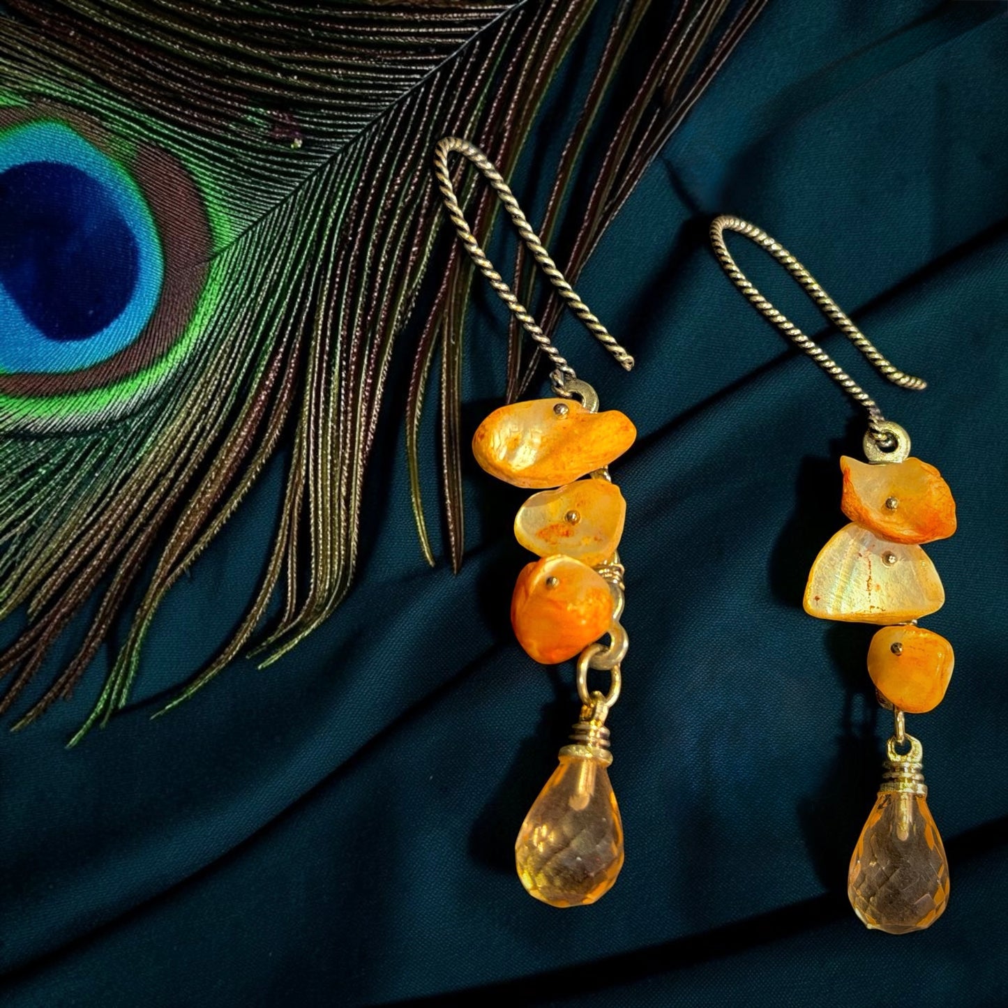 Celestial Crystal Drops in Oxidised silver
